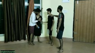 Desi cute girl fucked by three boys at boyfriend home